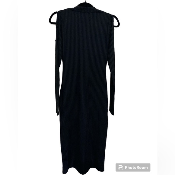 AVEC LES FILLES Anthropologie LACE UP BLACK MIDI DRESS SIZE S - Picture 4 of 11